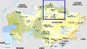 Fisica mapa de Cazaquistao em ingles