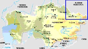 Fisica mapa de Cazaquistao em ingles