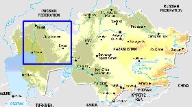 Fisica mapa de Cazaquistao em ingles