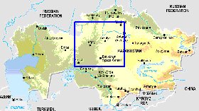 Fisica mapa de Cazaquistao em ingles