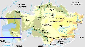 Physique carte de Kazakhstan en anglais