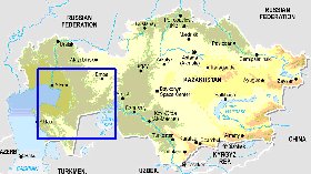 Fisica mapa de Cazaquistao em ingles