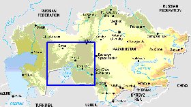 Fisica mapa de Cazaquistao em ingles