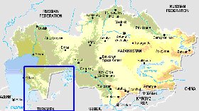Fisica mapa de Cazaquistao em ingles