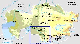 Fisica mapa de Cazaquistao em ingles