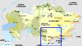 Fisica mapa de Cazaquistao em ingles