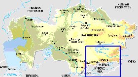 Fisica mapa de Cazaquistao em ingles