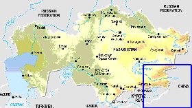 Fisica mapa de Cazaquistao em ingles