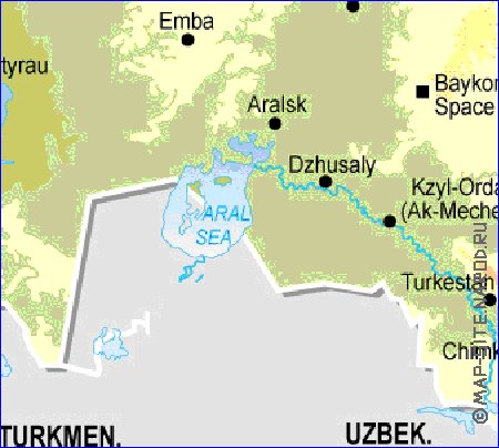 Fisica mapa de Cazaquistao em ingles