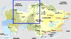 Fisica mapa de Cazaquistao em ingles