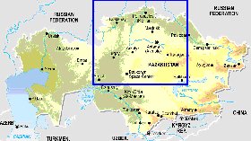 Fisica mapa de Cazaquistao em ingles