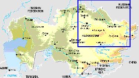 Fisica mapa de Cazaquistao em ingles