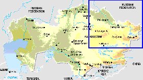 Fisica mapa de Cazaquistao em ingles