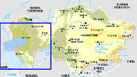 Fisica mapa de Cazaquistao em ingles