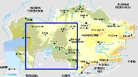 Physique carte de Kazakhstan en anglais