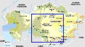 Fisica mapa de Cazaquistao em ingles