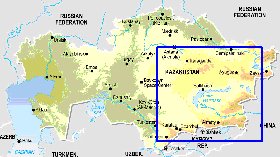 Fisica mapa de Cazaquistao em ingles