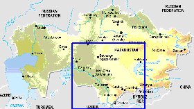 Fisica mapa de Cazaquistao em ingles