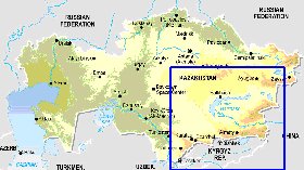 Fisica mapa de Cazaquistao em ingles