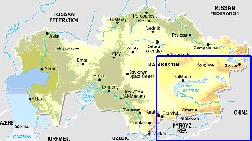 Fisica mapa de Cazaquistao em ingles