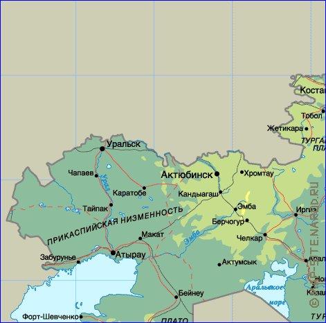 Fisica mapa de Cazaquistao