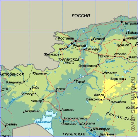 Fisica mapa de Cazaquistao