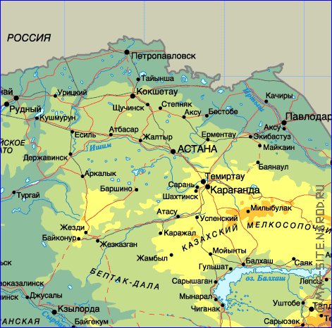 Fisica mapa de Cazaquistao