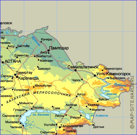 Fisica mapa de Cazaquistao