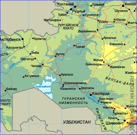 Fisica mapa de Cazaquistao