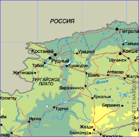 Fisica mapa de Cazaquistao