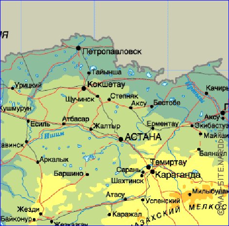 Fisica mapa de Cazaquistao