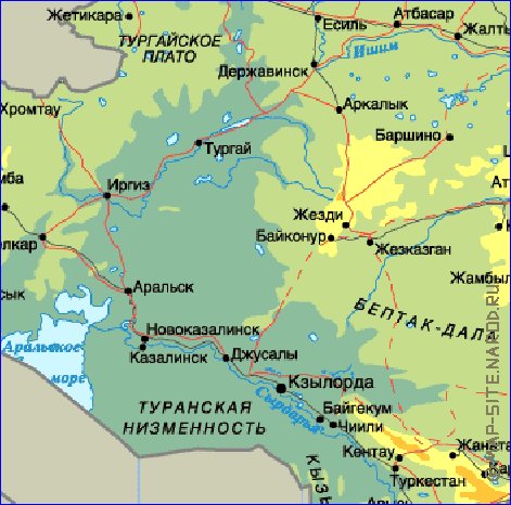 Fisica mapa de Cazaquistao