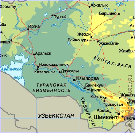 Fisica mapa de Cazaquistao