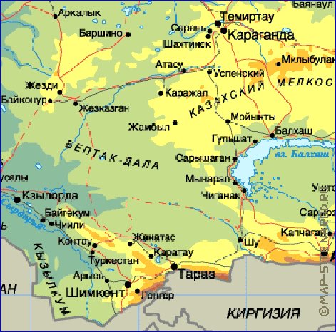 Fisica mapa de Cazaquistao