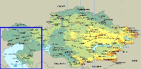 Physique carte de Kazakhstan