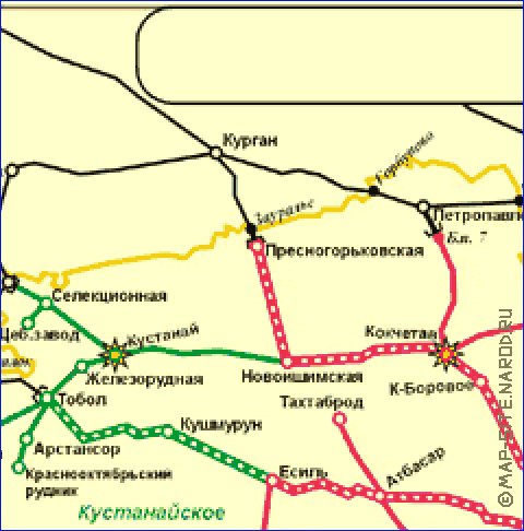 Transport carte de Kazakhstan