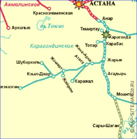 Transport carte de Kazakhstan