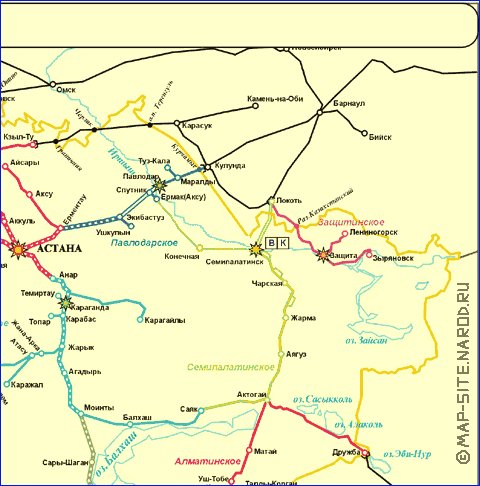 Transport carte de Kazakhstan