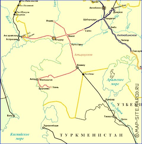 Transport carte de Kazakhstan