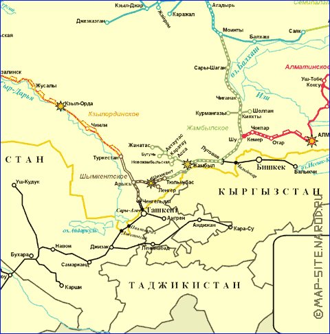 Transport carte de Kazakhstan