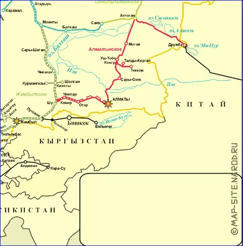 Transport carte de Kazakhstan