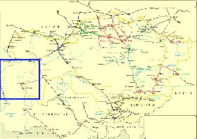 Transporte mapa de Cazaquistao