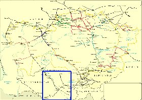 Transporte mapa de Cazaquistao