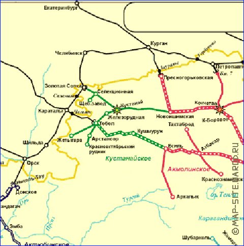 Transport carte de Kazakhstan