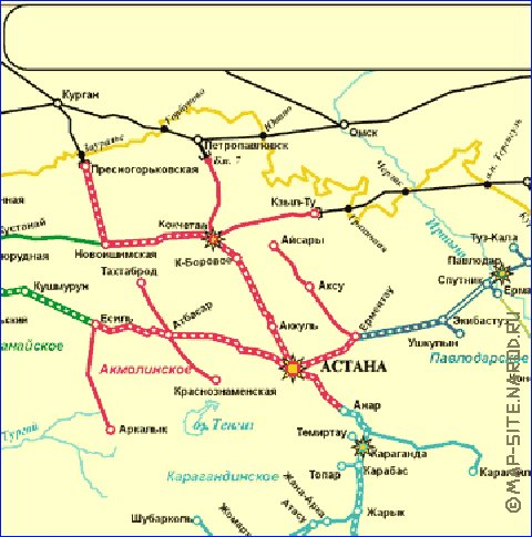 Transport carte de Kazakhstan