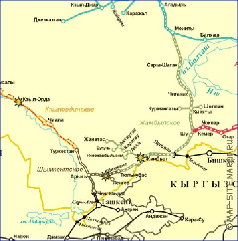 Transport carte de Kazakhstan