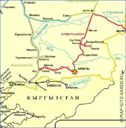 Transport carte de Kazakhstan