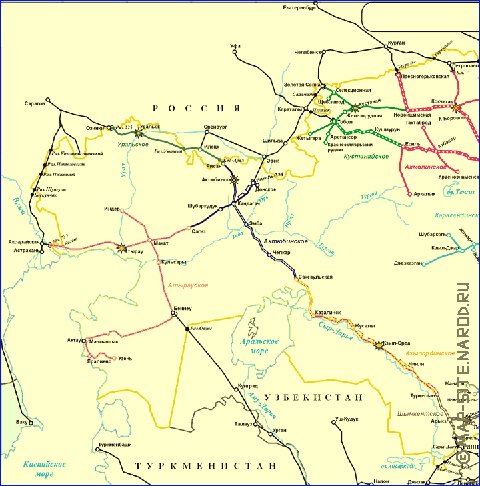 Transporte mapa de Cazaquistao