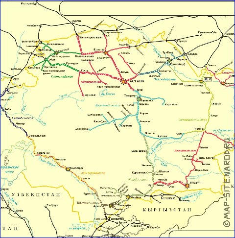 Transport carte de Kazakhstan