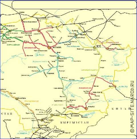 Transport carte de Kazakhstan